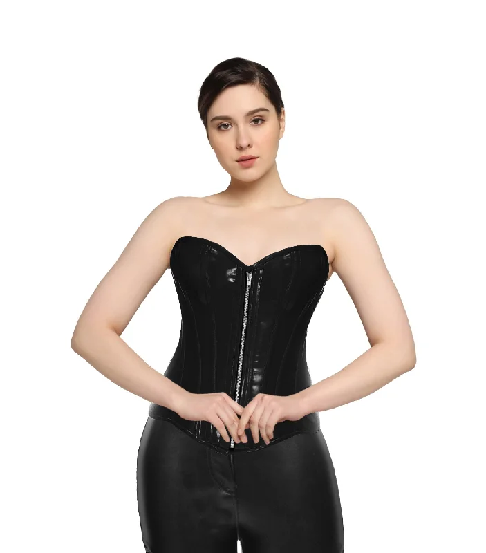 petite women bustiers and corsetsBlack PVC Authentic Overbust Corset