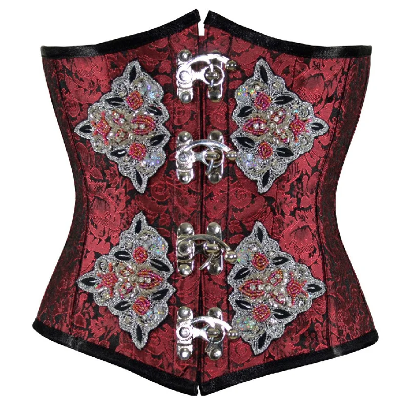 boned women bustiers and corsets structureRadella Black Red With Sequined Patch Underbust Corset