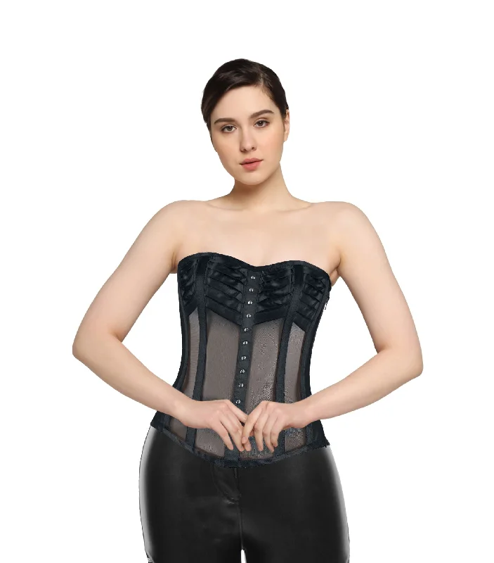 leather women bustiers and corsetsBlack Mesh Overbust Corset - Wholesale