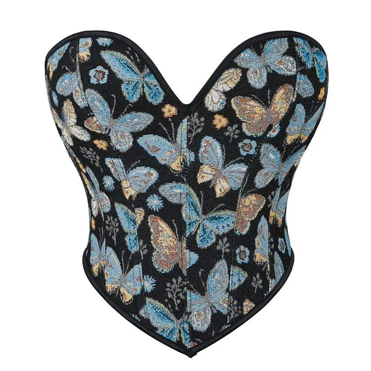 affordable women bustiers and corsetsWomen's Gothic Plunging Butterfly Printed Overbust Corset