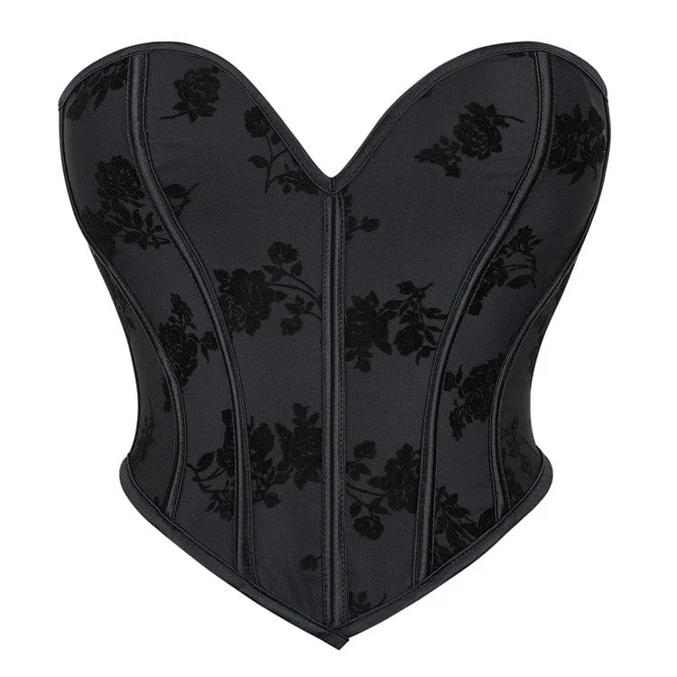 seamless women bustiers and corsets comfortWomen's Gothic Floral Printed Lace-up Overbust Corset