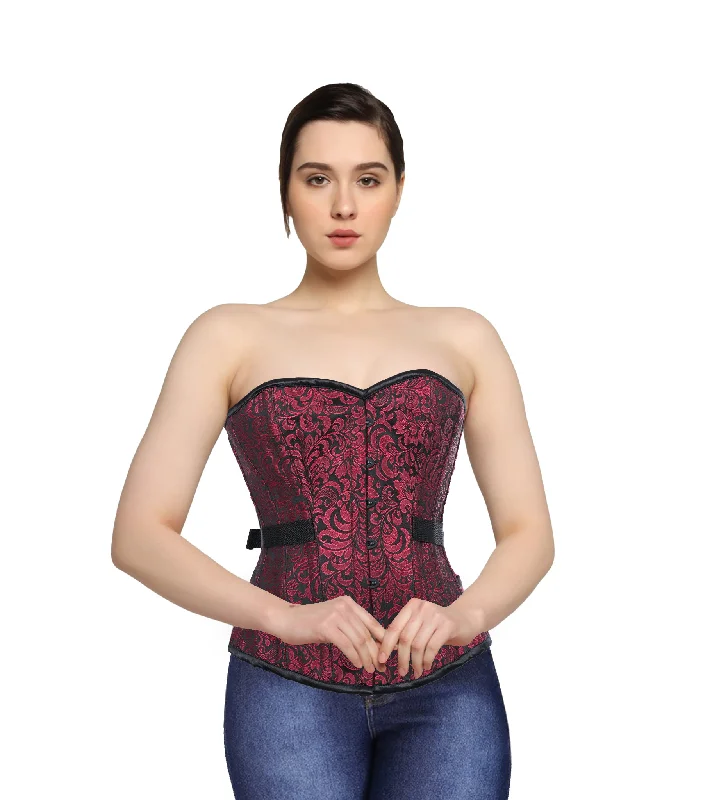 printed women bustiers and corsets patternsRed Brocade Fan Lacing Overbust Corset