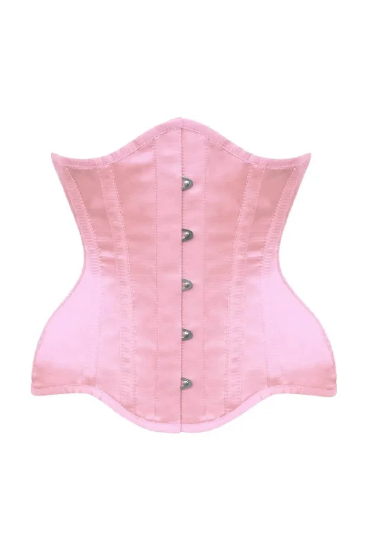 evening wear women bustiers and corsetsPink Satin Authentic Steel Boned Underbust  Corset