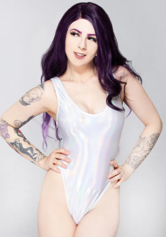 Ruffled Bodysuits with a Playful and Feminine TouchWhite Spectrum Holographic Bodysuit