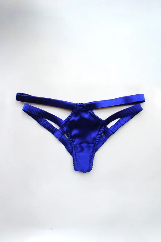 seamless thermal panties for women for warmthElektra Caged Ouvert Panty Blue Silk