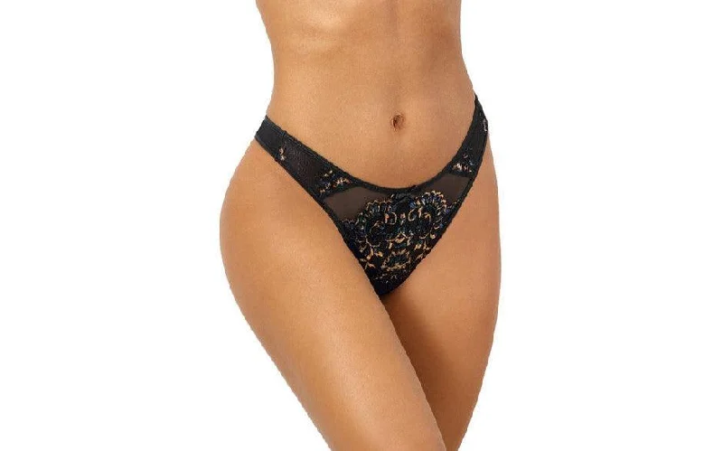 low - rise women thongs for a trendy and modern lookFloral Lace Thong Black