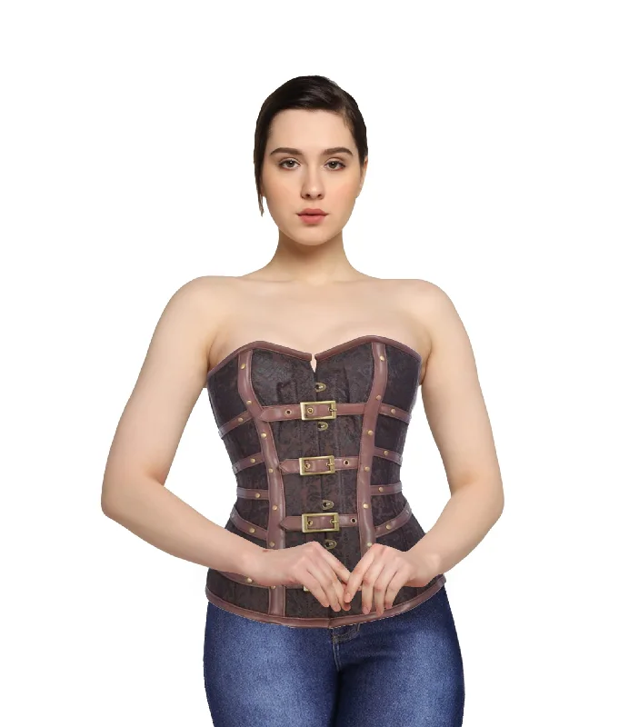 luxury women bustiers and corsets brandsBrocade & Leather Overbust Corset- Wholesale