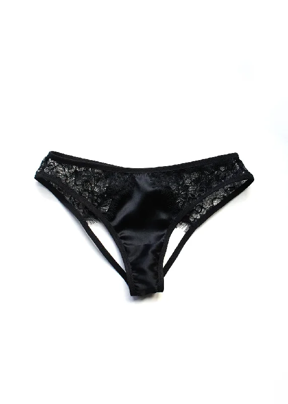 silk panties for women with a luxurious and smooth feelOuvert Panty Black