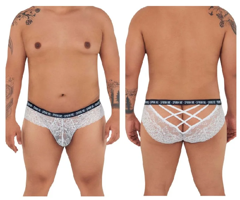 vintage style women bikini briefs for a retro charmCandyMan 99615X Spank Me Lace Briefs Color White