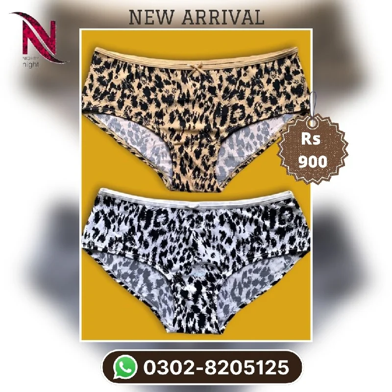 breathable panties for women with sensitive skinPack Of 2 Stretchable Cheetah Jersey Panty