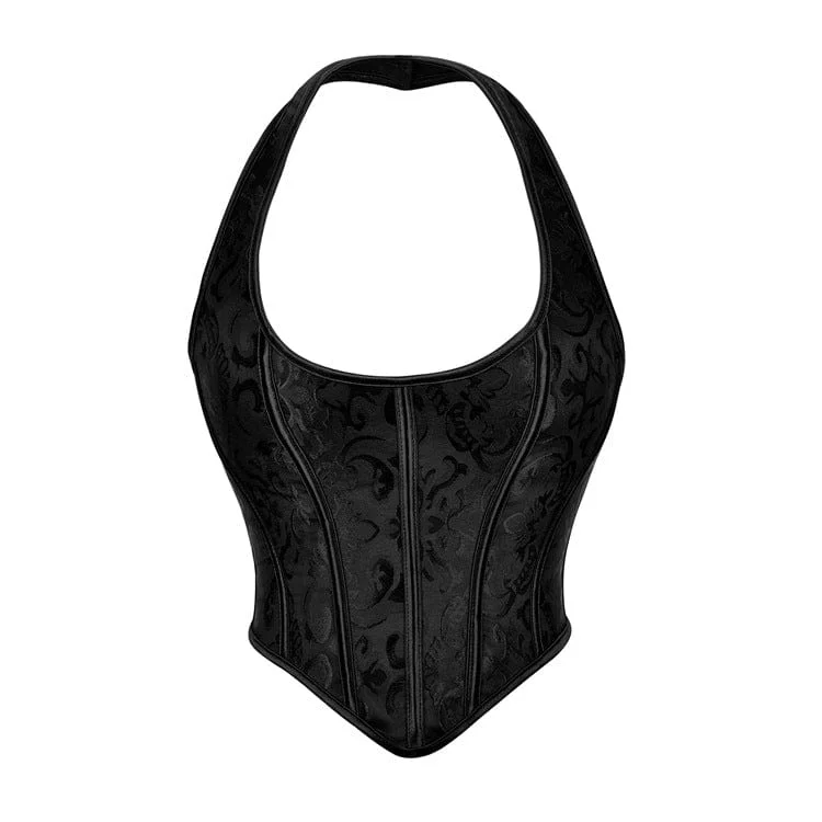 Victorian style women bustiers and corsetsWomen's Gothic Jacquard Halterneck Overbust Corset