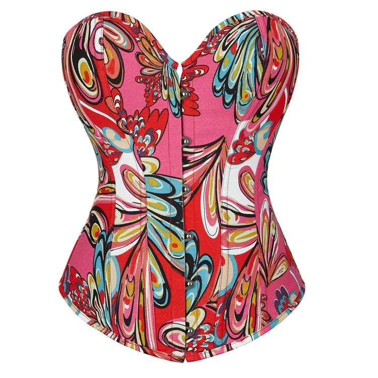 modern women bustiers and corsets trendsWomen's Gothic Colorful Floral Printed Overbust Corset