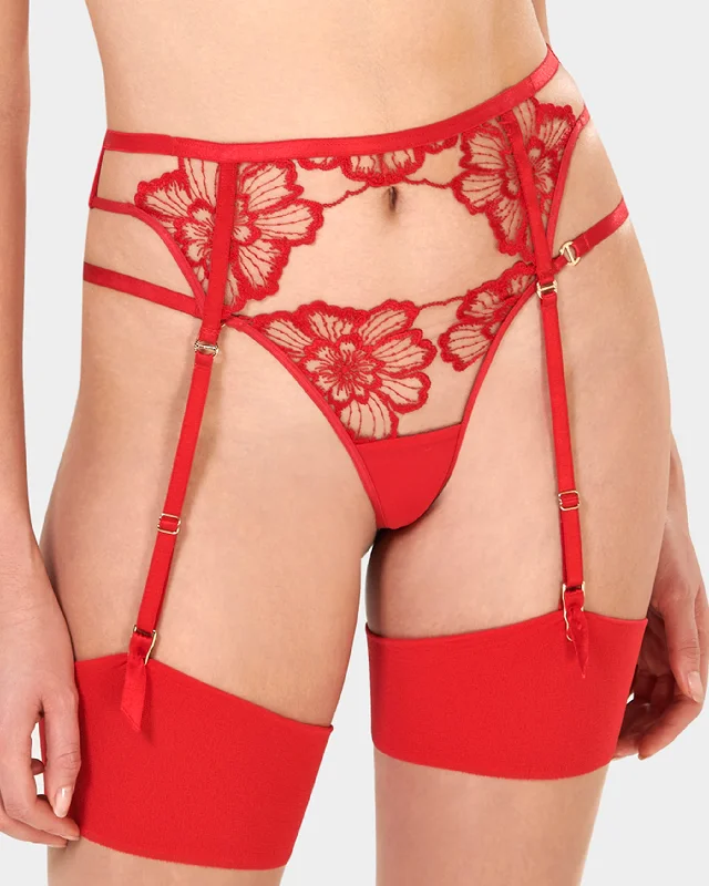 Seamless Bodysuits for a Smooth Underwear LookCatalina Suspender Red/Sheer