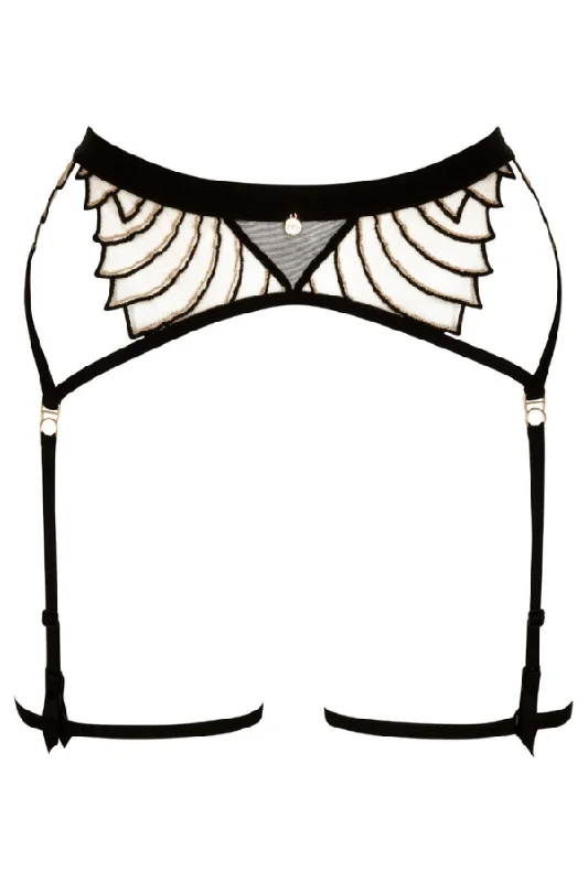 elastic women garters for comfortCosmic Dream Suspender Belt - Black