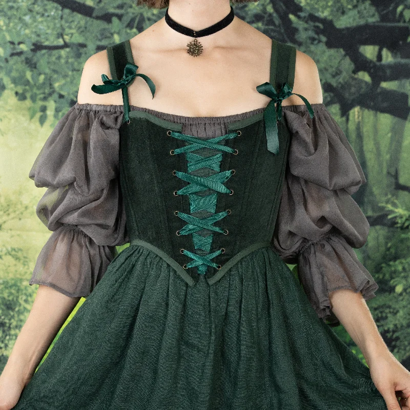 historical reenactment women bustiers and corsetsDark Green Velvet Corset Top