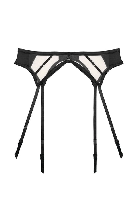 cotton women garters for softnessRamona Black Mesh Suspender- Black