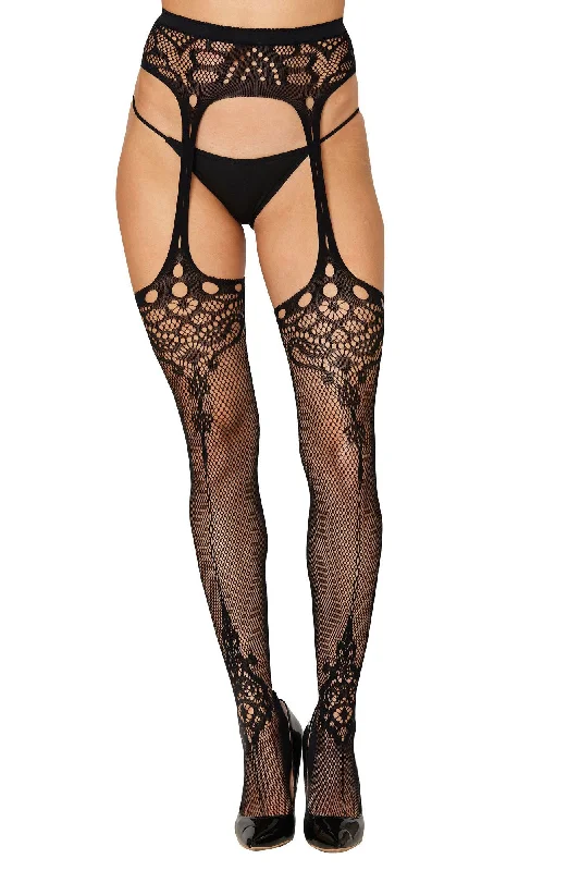 rhinestone embellished women gartersNovelty Garter Hose - One Size - Black