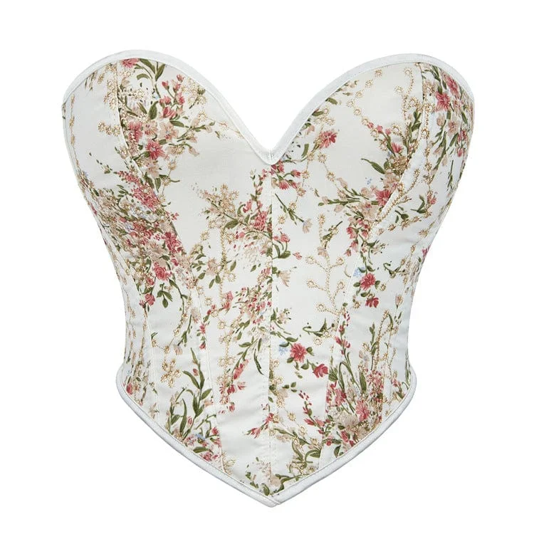 vintage women bustiers and corsets replicasWomen's Gothic Floral Printed Boned Overbust Corset