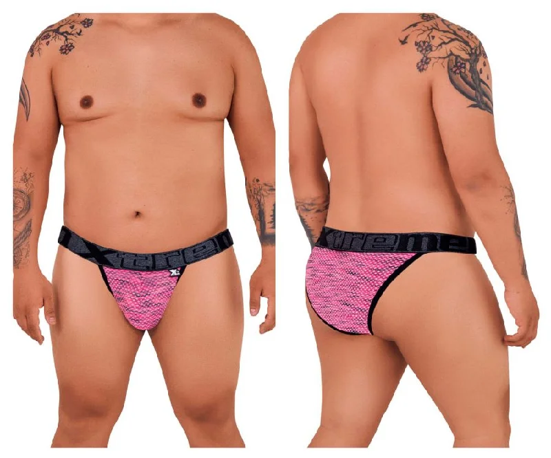 full coverage women bikini briefs for more modestyXtremen 91098X Microfiber Mesh Bikini Color Pink