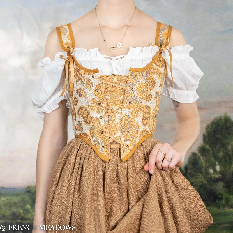 beaded women bustiers and corsetsHandmade Orange and Yellow Paisley Renaissance Bodice