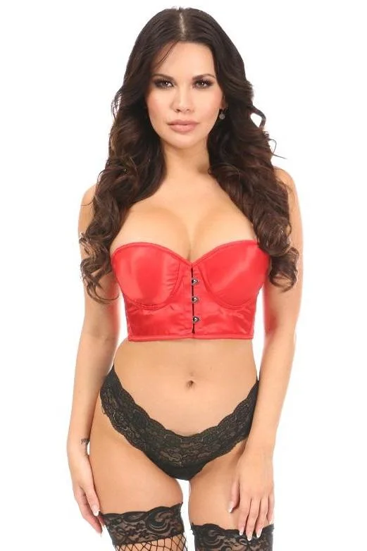 seamless women bustiers and corsets comfortLavish Red Satin Underwire Short Bustier