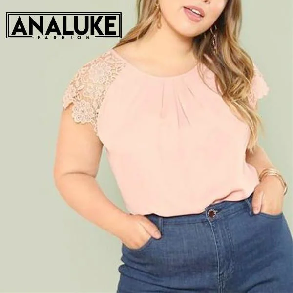 plus size women sexy dresses with empire waistsPink Floral Blouse