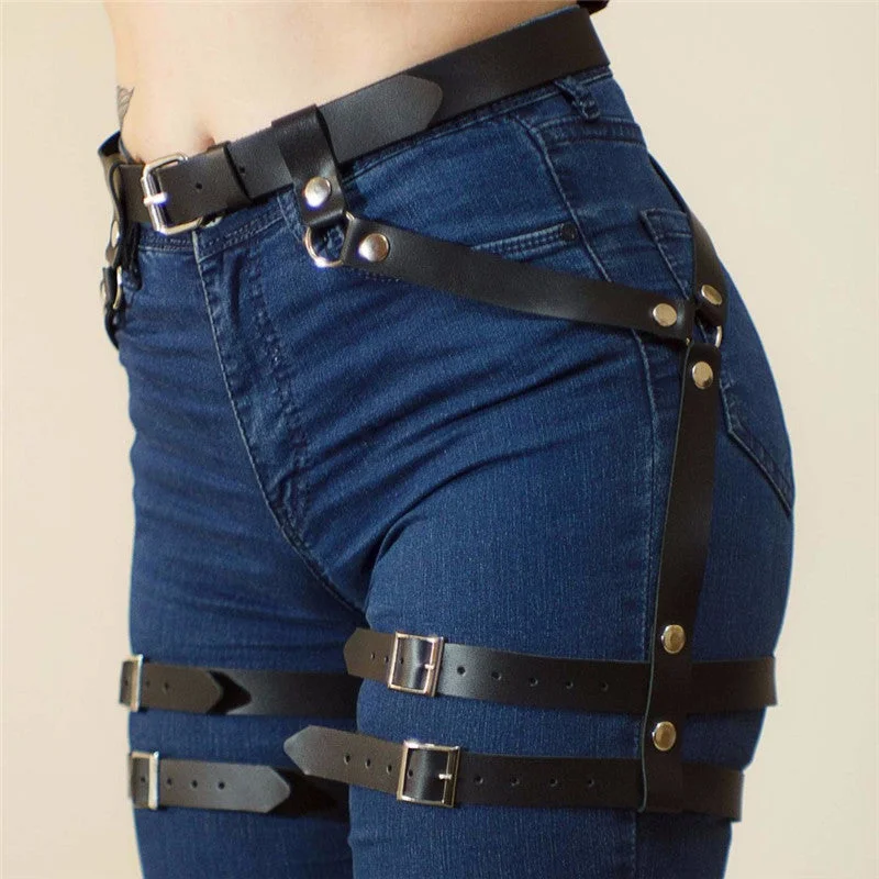 hypoallergenic women gartersWomen's Belt For Stocking Garters Female Faux Leather Harness Leg Cage Body Bondage