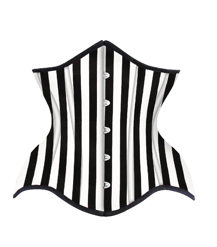 luxury women bustiers and corsets brandsBlack White Strip Cotton Authentic Steel Boned Underbust  Corset