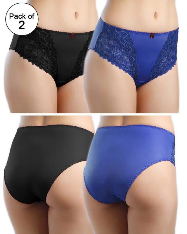 anti - odor panties for women with freshnessCopy of Pack of 2 - Silk Net Panty Soft Cotton - Flourish  Soft Cotton Silk Net Panty Colour Black- Blue - 2372