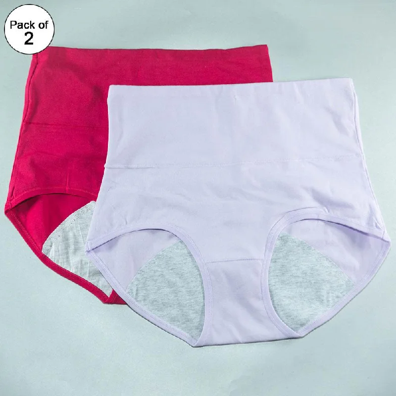 odor - resistant panties for women with long - lasting freshnessPack of 2 - Girls Briefs Cotton Periods Panty - Flourish Mix Colors Cotton Periods Panty - 6291