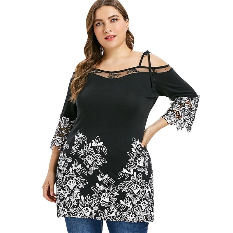 women sexy dresses for Flamenco showsFlower Floral Off Shoulder Long Blouse