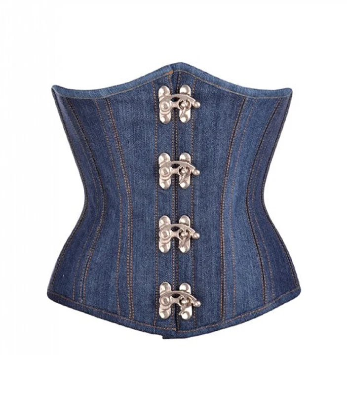 Victorian style women bustiers and corsetsBlue Denim waist reducing  underbust corset