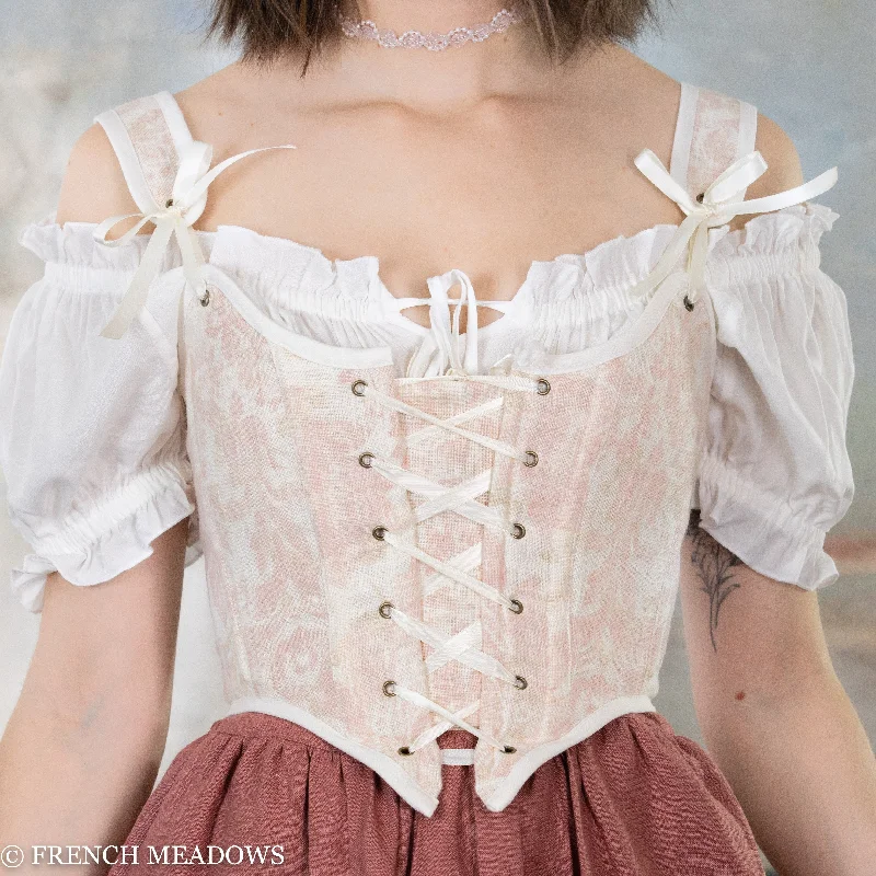 custom fit women bustiers and corsetsHandmade Pink and White Toile Renaissance Bodice