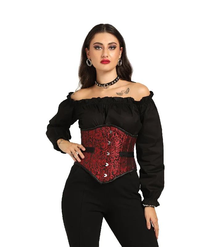 luxury women bustiers and corsets brandsRed Brocade Fan Lacing  Sexy Underbust Corset