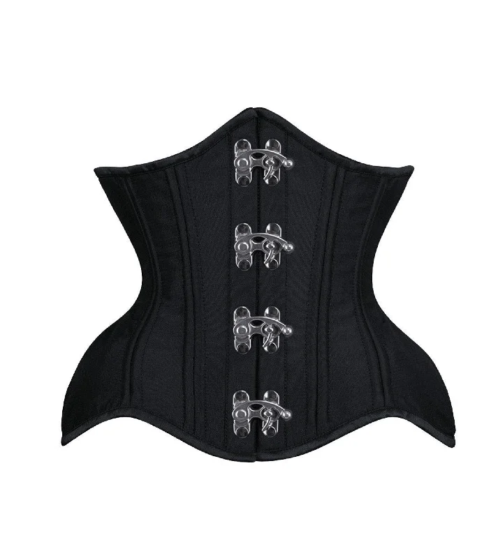 rhinestone embellished women bustiers and corsetsBlack Satin Authentic Steel Boned Underbust  Waist Training Corset