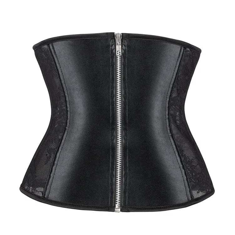 back lacing women bustiers and corsetsWomen's Punk Mesh Faux Leather Underbust Corset