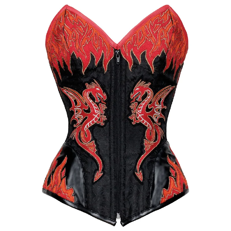 seamless women bustiers and corsets comfortAuthentic steel boned Red Dragon Overbust Corset