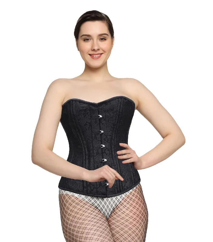 steampunk women bustiers and corsetsAffra Black Brocade Waist Training Overbust Corset