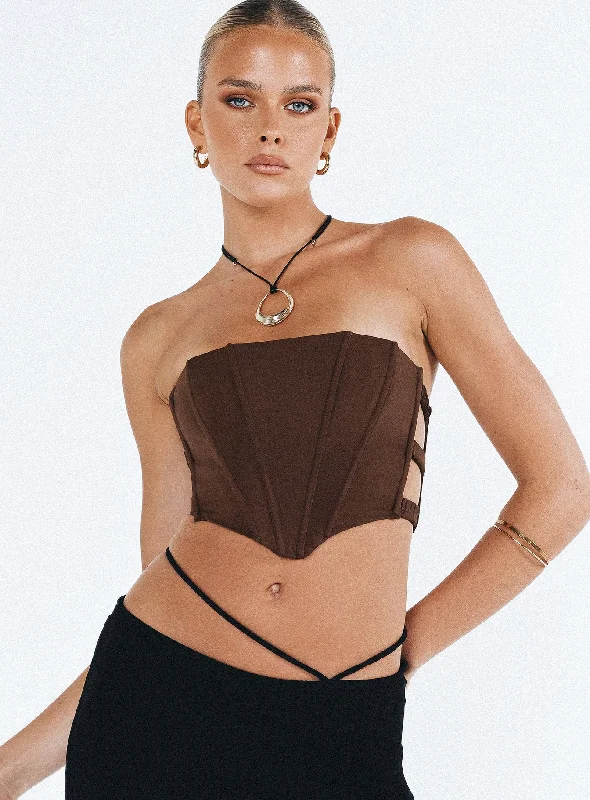 strapless women bustiers and corsets styleCarnlea Strapless Top Brown