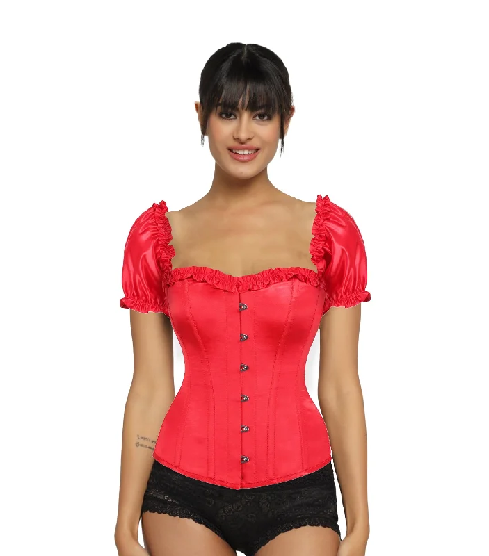 stretchy women bustiers and corsetsRed  Satin Overbust Corset