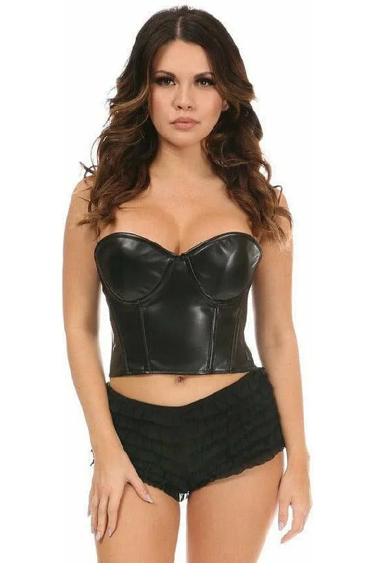 zip front women bustiers and corsets designLavish Faux Leather Underwire Bustier