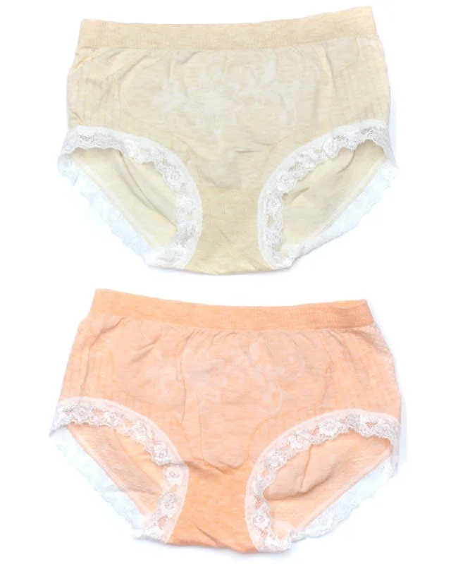 convertible panties for women with versatile usePack of 2 Basic Soft Cotton Stretchable Lace Panty FP-657 - Mix Colors