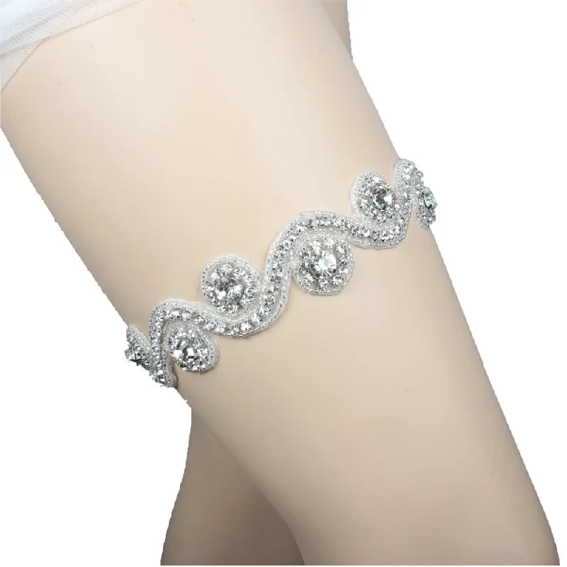 honeymoon women gartersCrystal Applique Wedding Garter Belt Bridal Leg Garter