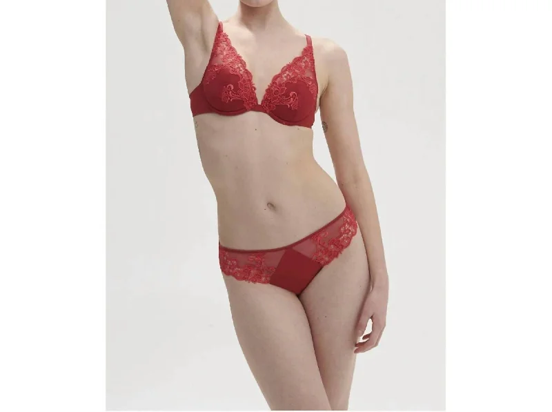 supportive underwire bras for large bustsSaga Triangle Contour Push Up Bra In Lipstick Red