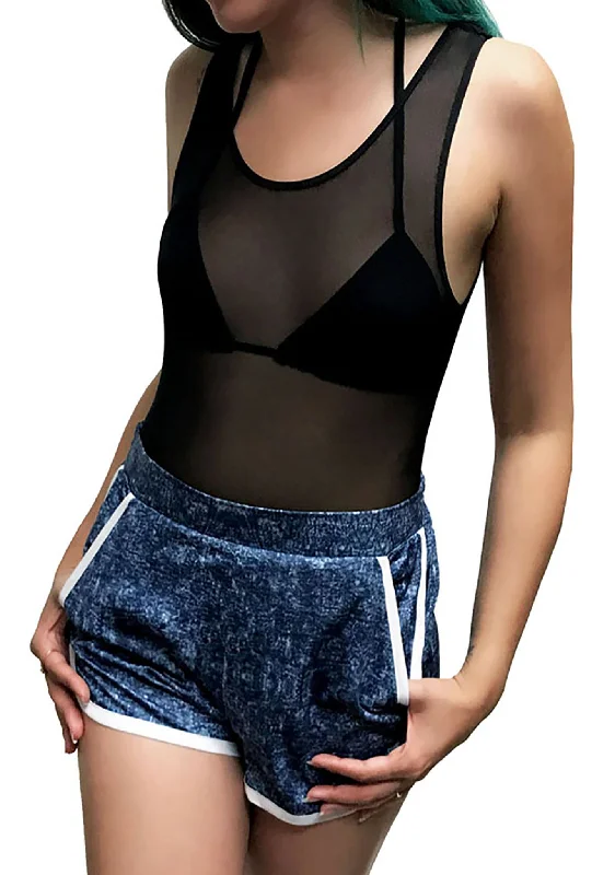 Crop Bodysuits to Pair with High - Waisted BottomsMesh Tank Bodysuit