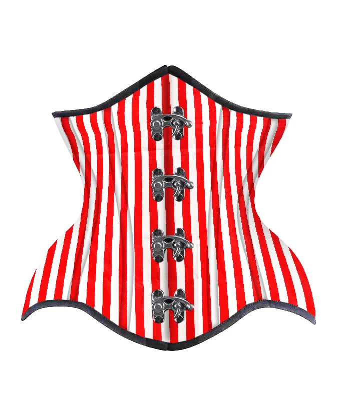 mesh women bustiers and corsetsRed White Strip Cotton Authentic Steel Boned Underbust  Corset