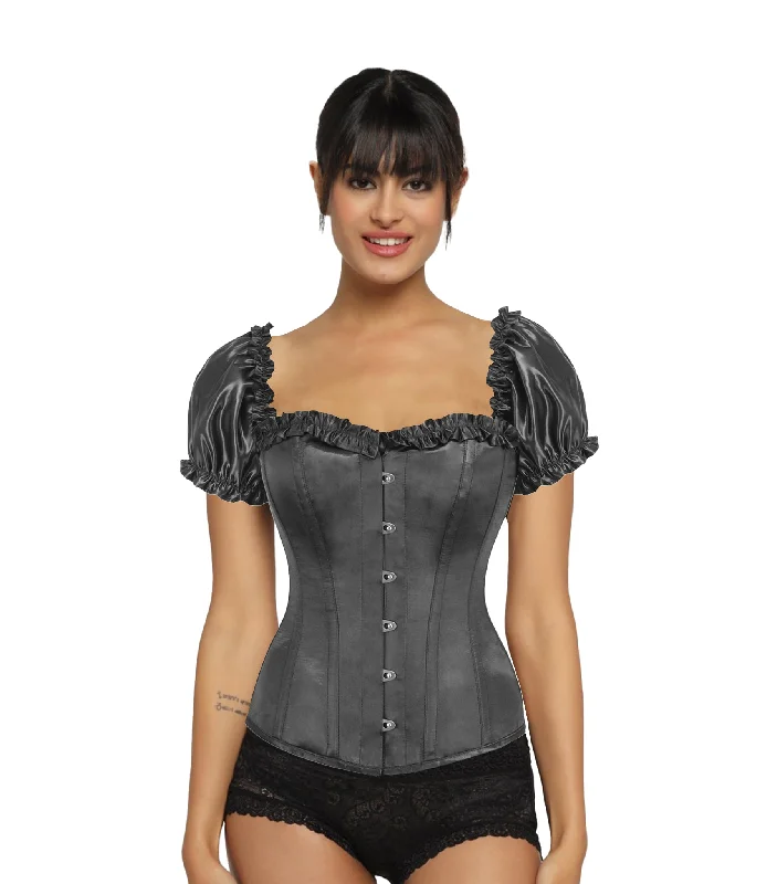 longline women bustiers and corsetsBlack  Satin Overbust Corset