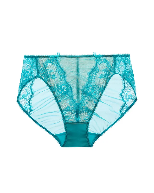 seamless shape - wear women briefs for a seamless appearanceSavoir Faire Turquoise Hi-Cut Brief by Dita Von Teese -  Last Chance to Buy!