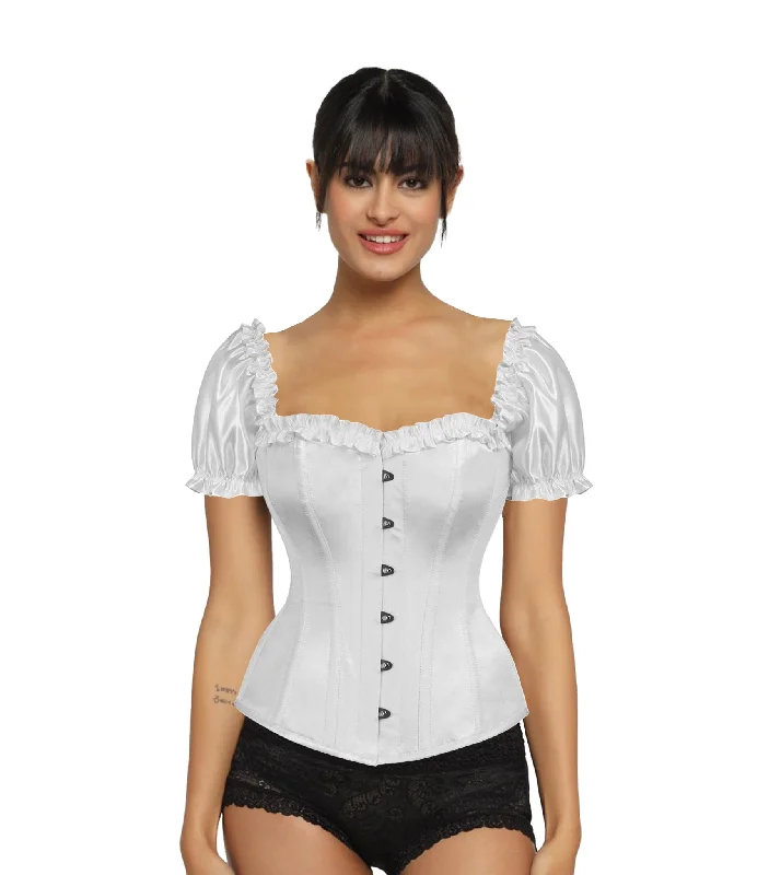 beaded women bustiers and corsetsWhite Satin Overbust Corset