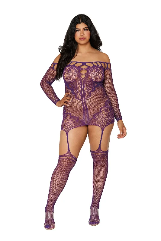 petite women garters fitGarter Dress - Queen Size - Aubergine